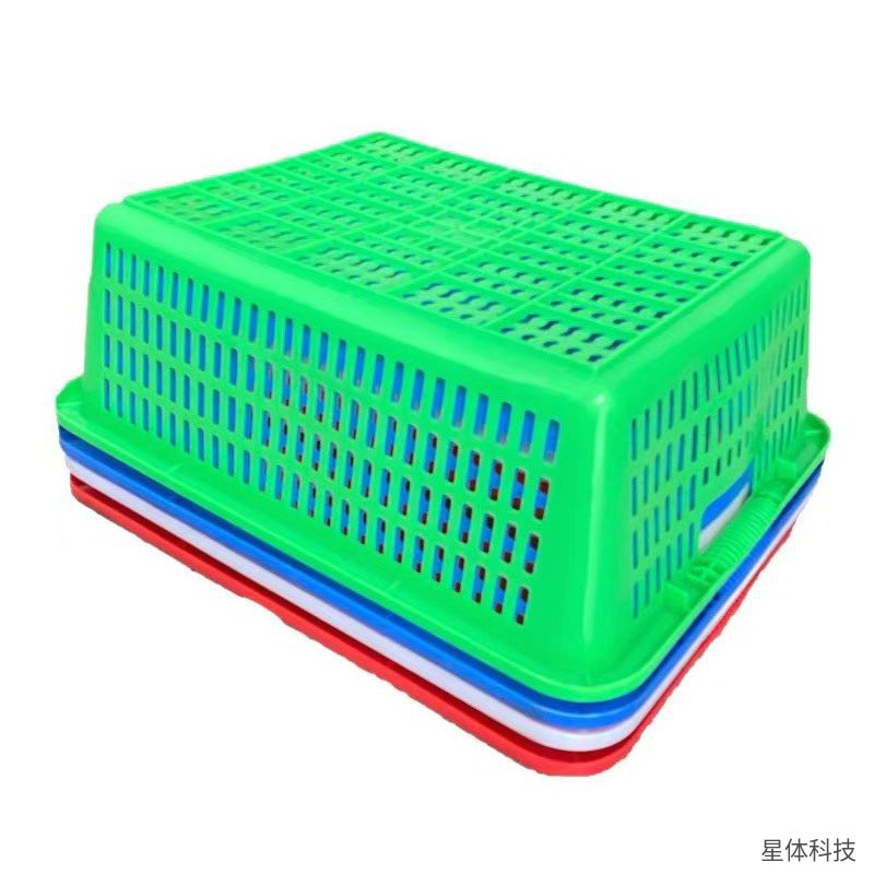 食堂加厚塑料菜筐 570×400×190毫米 长方形镂空周转筐 洗菜筐 塑料框 配菜筐 沥水筐 后厨收纳筐图片2