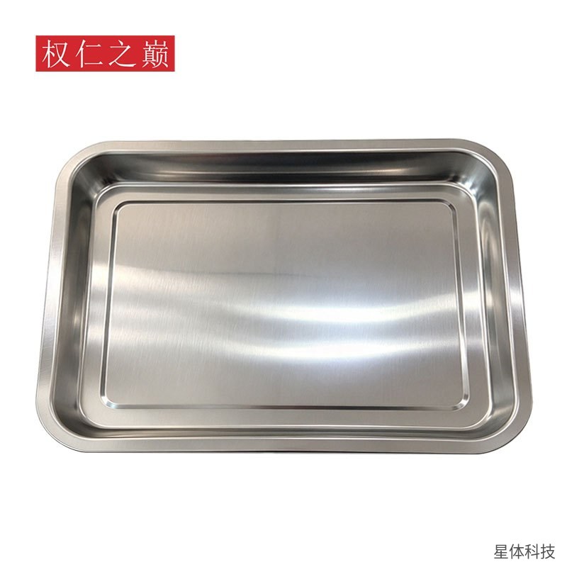 不锈钢托盘 60×40×4厘米 加厚餐盘 长方形托盘 一体成型 食堂菜盘 不锈钢餐盘 酒店餐具 银色图片4