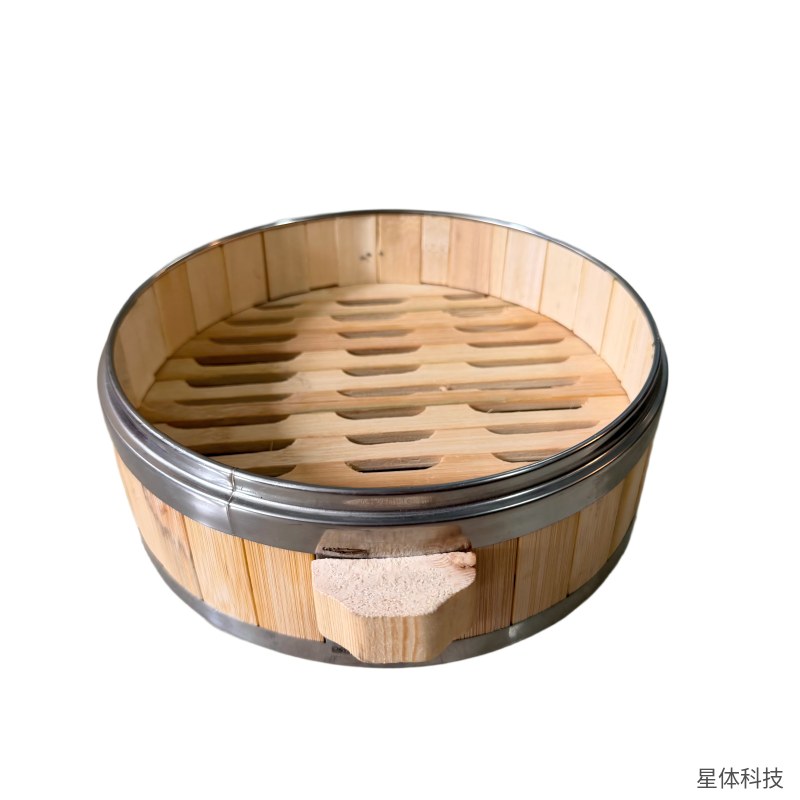 竹蒸笼 上口直径18厘米 高6厘米 单层竹蒸屉 小笼包蒸笼 点心蒸笼 家用竹制蒸格 早茶蒸笼 原木色图片2