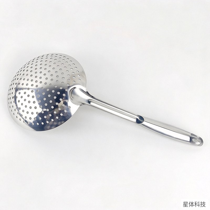 304不锈钢漏勺 20厘米 厨房家用捞面捞饺子密孔滤勺 长柄沥油漏网勺 不锈钢色厨具图片2