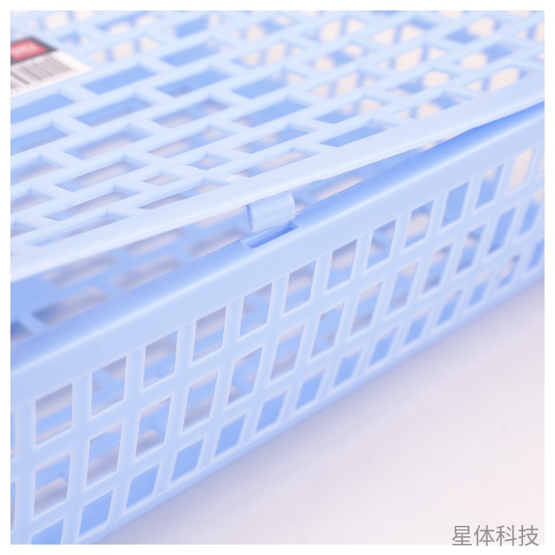 PVC带盖公文盘 浅蓝色镂空文件收纳盘 单个图片3