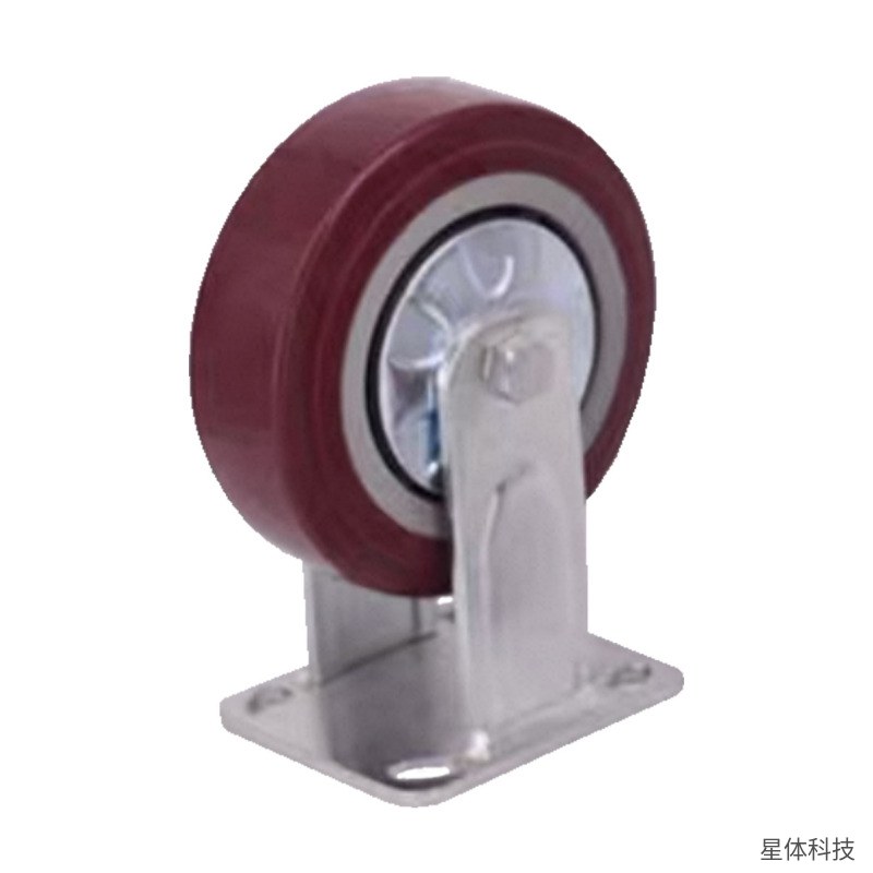 聚氨酯定向轮 3寸 定向脚轮 固定方向轮 平板脚轮 推车轮子 工业脚轮 货架脚轮 设备移动轮 银色支架图片4