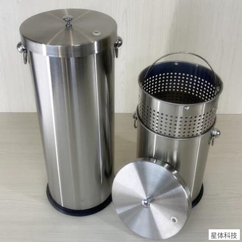 德力彩 不锈钢茶渣桶 230×570毫米 茶水桶 废水桶 茶台排水桶 茶具配件 圆柱茶渣收集桶 茶室办公用品图片2