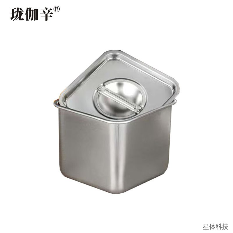 不锈钢味盅 带盖方形调料盒 20×20×14厘米 方形调味盒 厨房调料罐 酱料盒 后厨调味缸 无孔盖 银色图片4