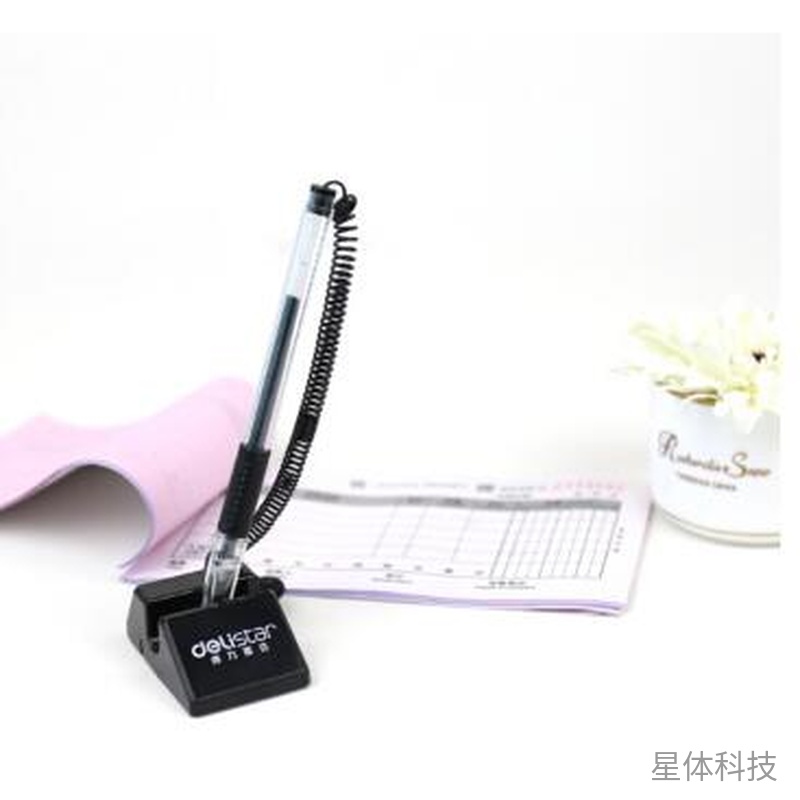 黑色0.5mm链绳柜台中性笔 单支带座 XT-E230图片3
