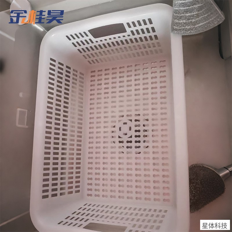 双耳塑料筐 520×400×165毫米 镂空周转筐 长方形收纳筐 食堂洗菜筐 沥水篮 仓储物料筐 白色图片3