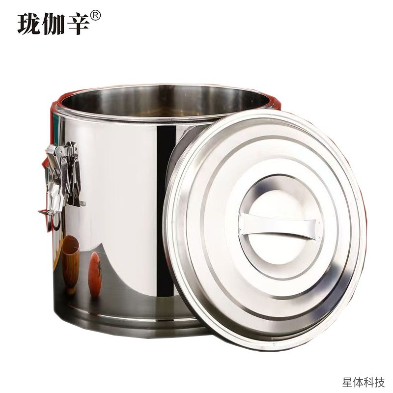 304不锈钢保温桶 10升 饭桶 食堂汤桶 大容量保温饭桶 带盖不锈钢桶 商用米饭桶 双耳提手 银色图片3