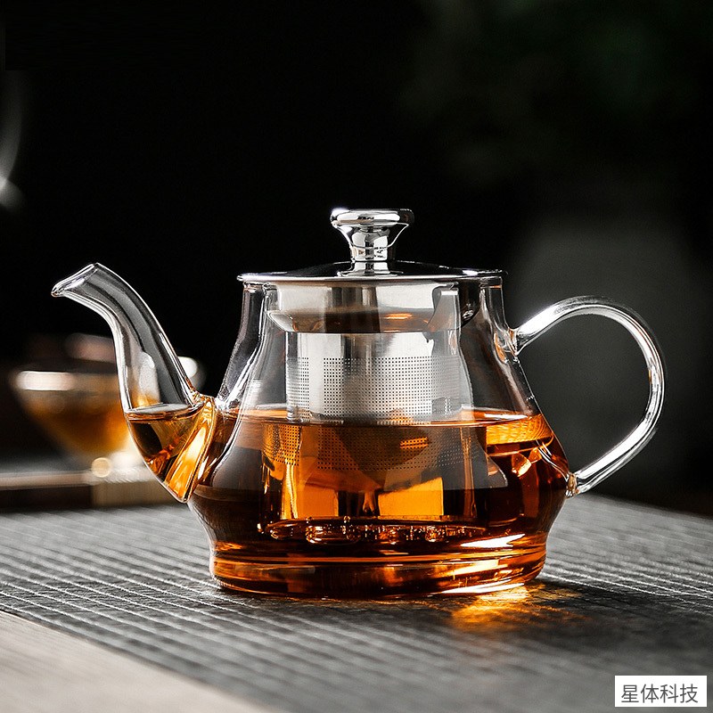 金镶玉 耐热玻璃茶壶 550毫升 过滤内胆 泡茶壶 花茶壶 凉水壶 玻璃泡茶器 带盖茶壶 功夫茶具 办公家用图片2
