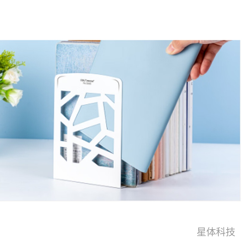 白色镂空铁书立 2片装图片2
