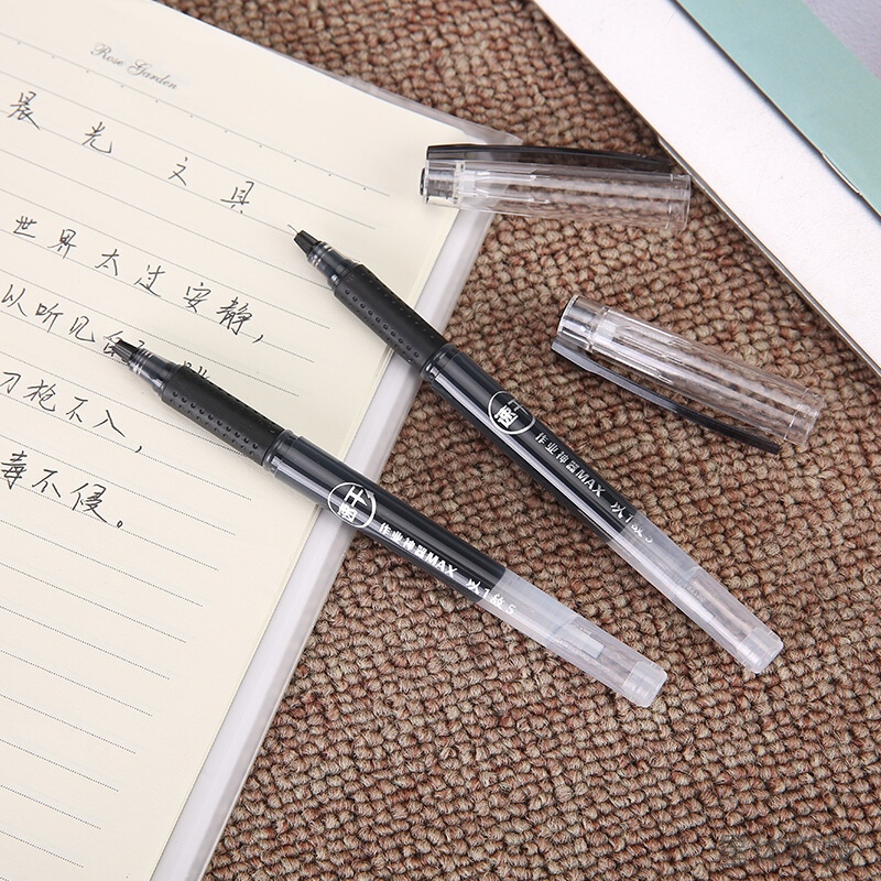 黑色0.5mm拔盖中性签字笔 12支装图片2