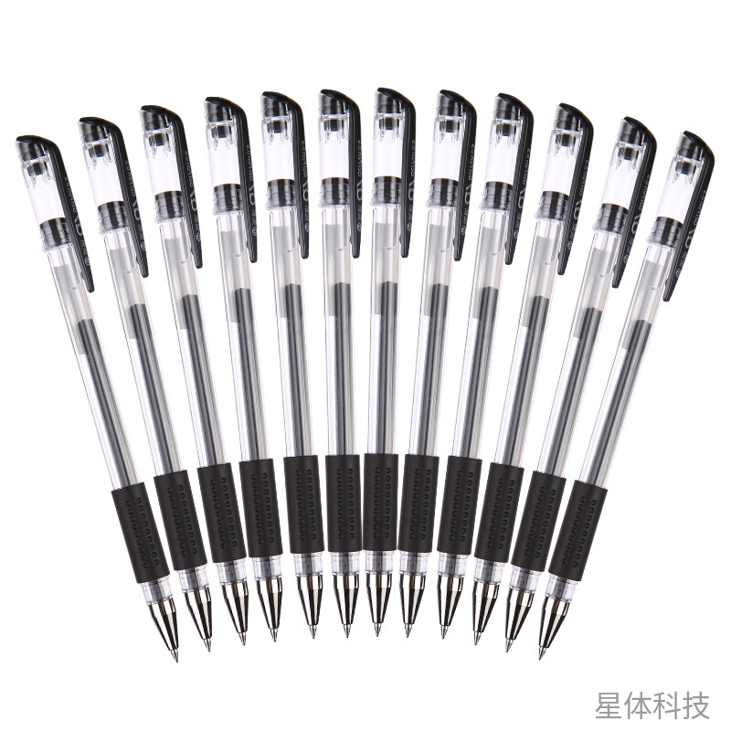 黑色0.5mm拔盖中性签字笔 12支装图片3