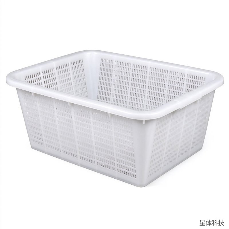 塑料菜筐 小号 镂空沥水筐 洗菜篮 厨房收纳筐 果蔬沥水篮 食堂配菜筐 长方形塑料篮 白色收纳篮图片4
