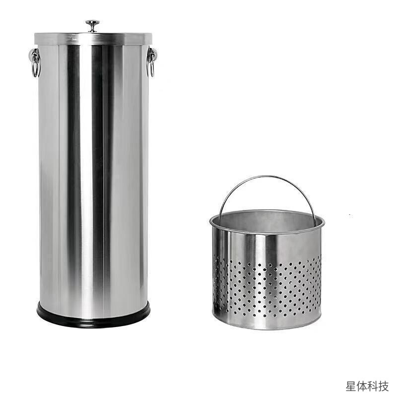 德力彩 不锈钢茶渣桶 230×570毫米 茶水桶 废水桶 茶台排水桶 茶具配件 圆柱茶渣收集桶 茶室办公用品图片3