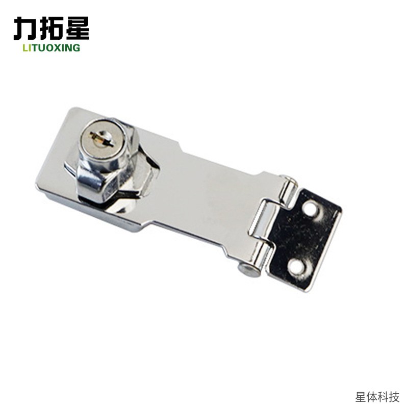 搭扣锁 3寸 带钥匙搭扣 柜门锁扣 抽屉锁 家具锁 箱柜搭扣锁 锌合金锁芯 门扣锁 银色图片2