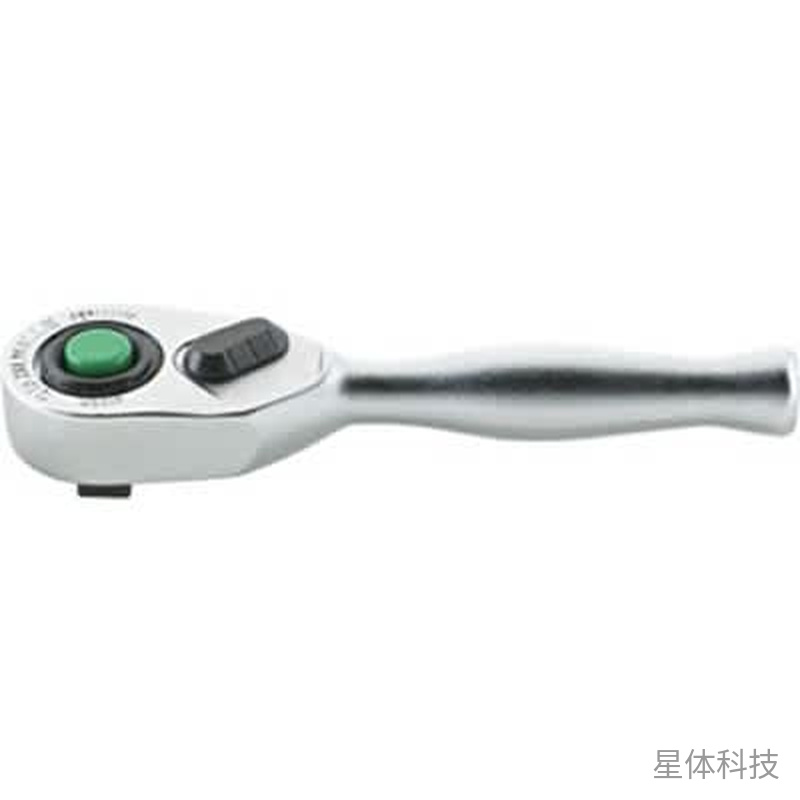 手动棘轮扳手 短柄套筒驱动工具 1/4英寸方形接口 总长90mm