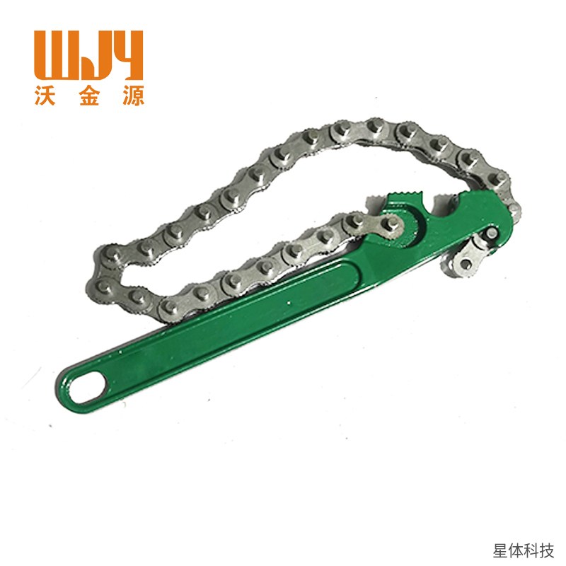 机油滤芯扳手 链条扳手 滤清器扳手 链条式滤芯扳手 机滤拆装工具 汽修手动工具 碳钢扳手 绿色图片3