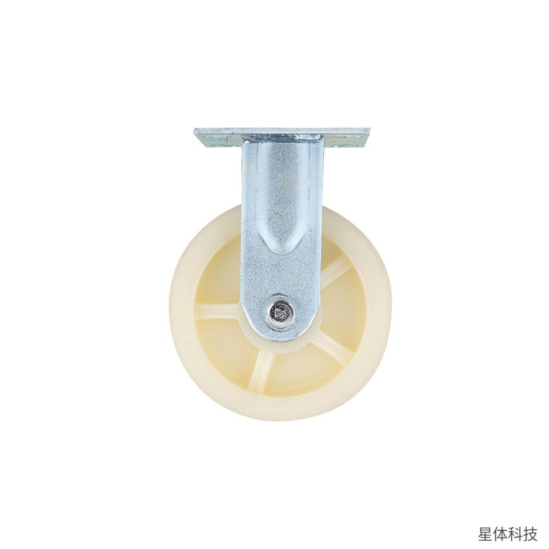 工霸 尼龙定向脚轮 5寸 定向轮 固定脚轮 尼龙轮 推车轮子 平板车轮 工业脚轮 设备移动轮 货架脚轮 米白色图片3