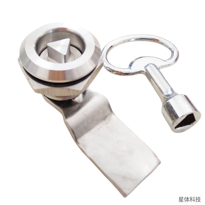 配电柜三角锁 带钥匙 三角锁芯 电柜锁 机柜锁 配电箱锁 柜门转舌锁 设备箱锁 不锈钢锁 银色图片4