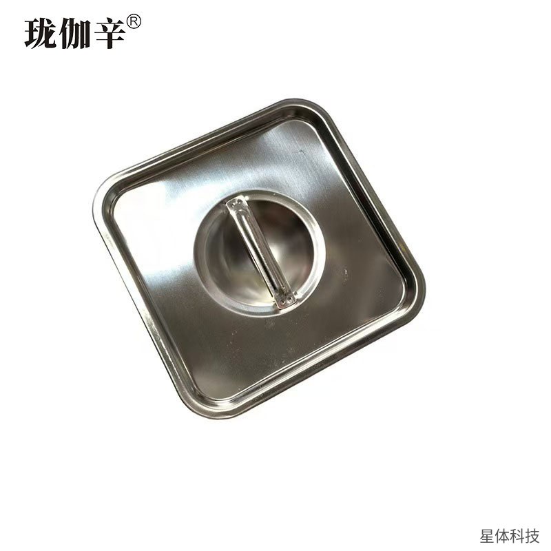 不锈钢味盅 带盖方形调料盒 20×20×14厘米 方形调味盒 厨房调料罐 酱料盒 后厨调味缸 无孔盖 银色图片3
