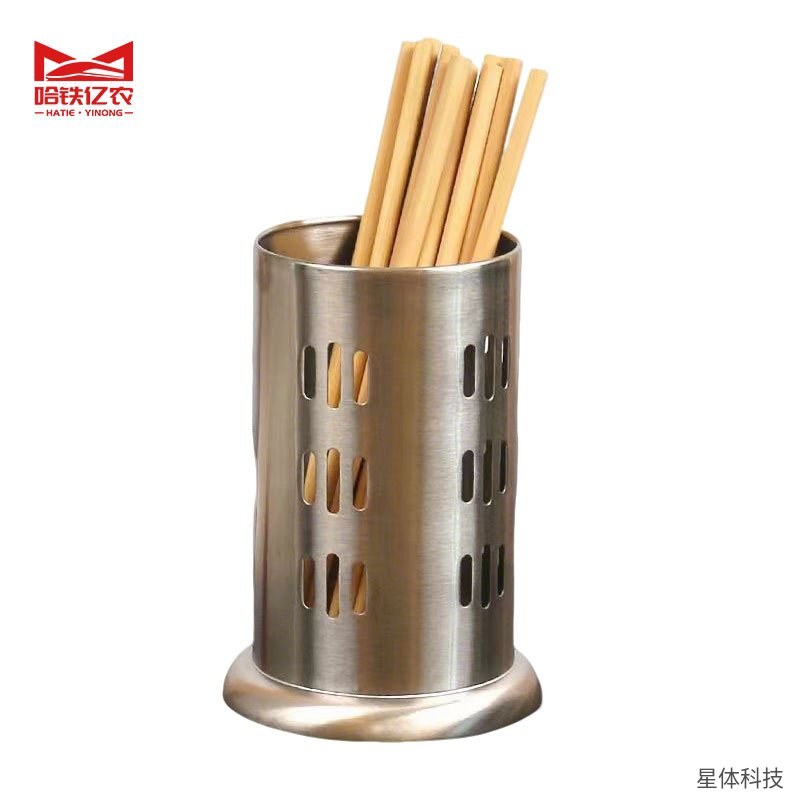 不锈钢筷子筒 条纹孔 沥水筷笼 餐具收纳桶 筷子笼 勺叉收纳筒 镂空沥水 食堂餐厅家用 厨房置物图片2