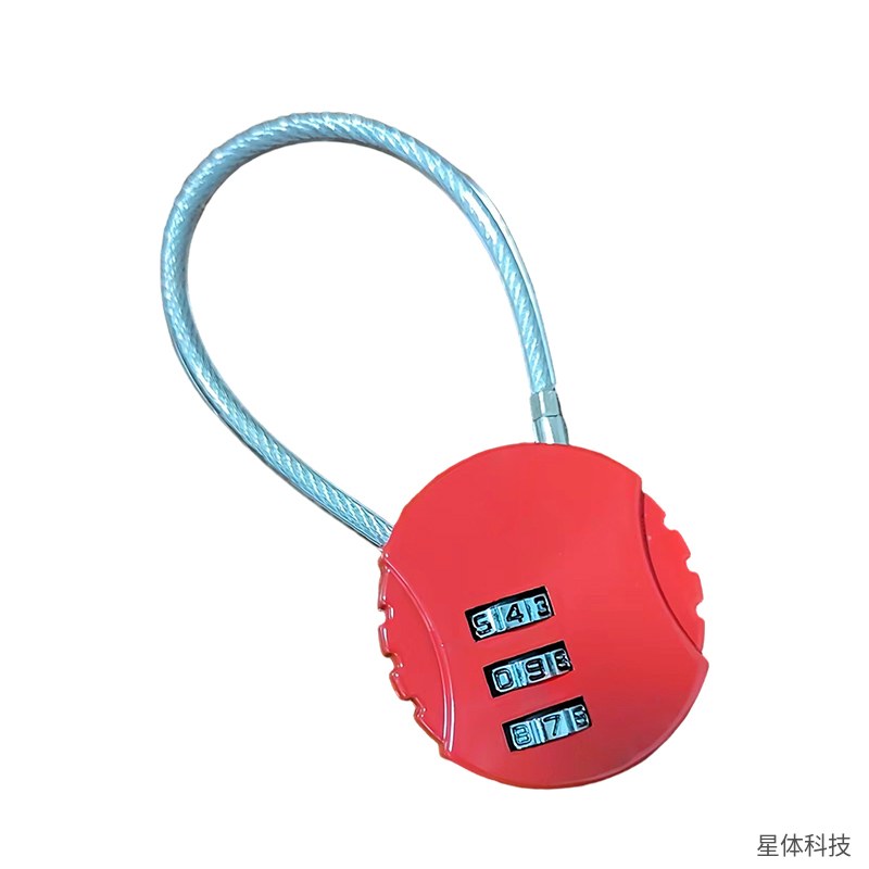 钢丝密码锁 密码挂锁 钢丝锁 行李箱锁 柜门锁 背包锁 储物柜锁 免钥匙小挂锁 箱包锁 红色图片4