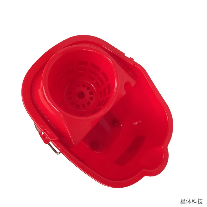 塑料拖布桶 15升 39×29×27厘米 带轮带漏斗 拖把桶 拖地挤水桶 保洁水桶 物业保洁 红色图片3