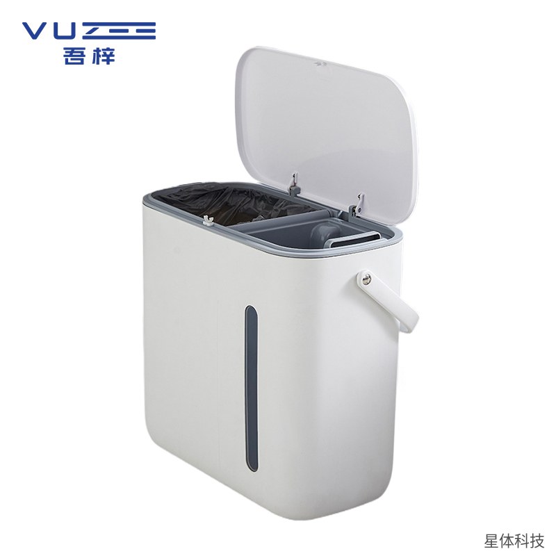 塑料茶水桶 5升 茶渣桶 茶叶垃圾桶 排水废水桶 功夫茶具配件 茶台茶盘下水桶 长筒形 白色图片2