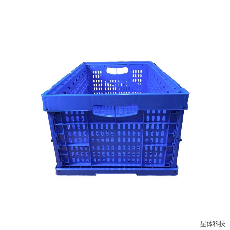 折叠收纳箱 60×40×28厘米 50升 不带盖 塑料周转箱 整理箱 仓库储物箱 办公杂物收纳 蓝色图片4