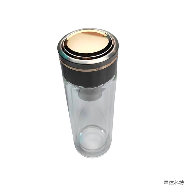茶水分离杯 高硼硅玻璃 双层 300毫升 泡茶杯 带茶隔 办公室水杯 便携玻璃茶杯 透明图片3