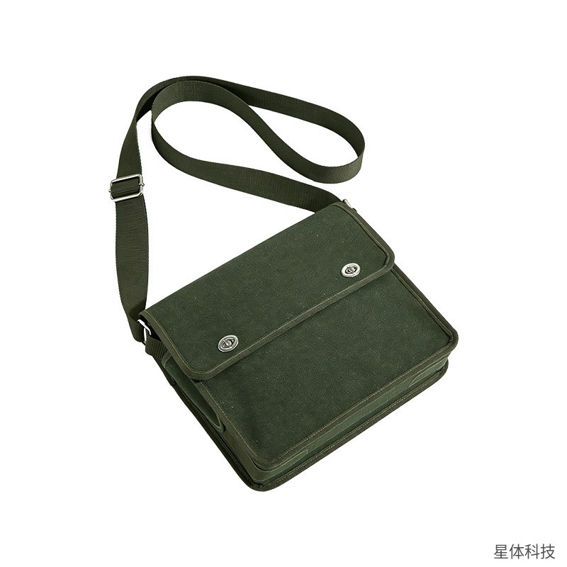 帆布工具包 10.5×35×30厘米 手提工具袋 加厚耐磨 电工 维修 收纳包 多口袋 汽修 军绿色图片2