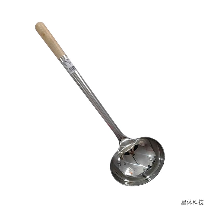 不锈钢炒勺 8两 木柄手勺 马勺 炒菜勺 厨师勺 餐厅后厨商用大勺 长柄汤勺 盛汤勺 银色图片2