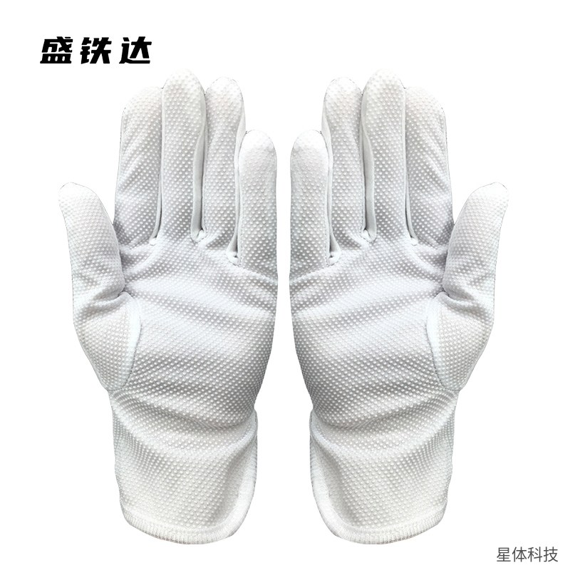 棉质三道筋礼仪手套 点塑防滑 白手套 分指款 礼仪接待检阅表演手套 作业工作手套 男女通用图片3