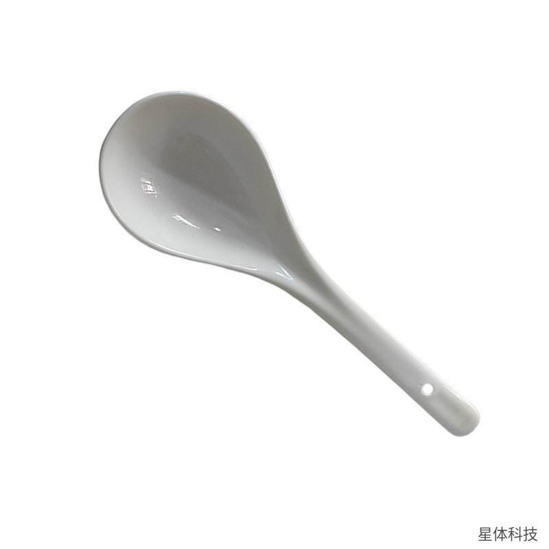 陶瓷大汤勺 23厘米 盛汤勺 长柄 汤匙 家用 餐厅 酒店 食堂 火锅 釉面 白瓷 白色图片2