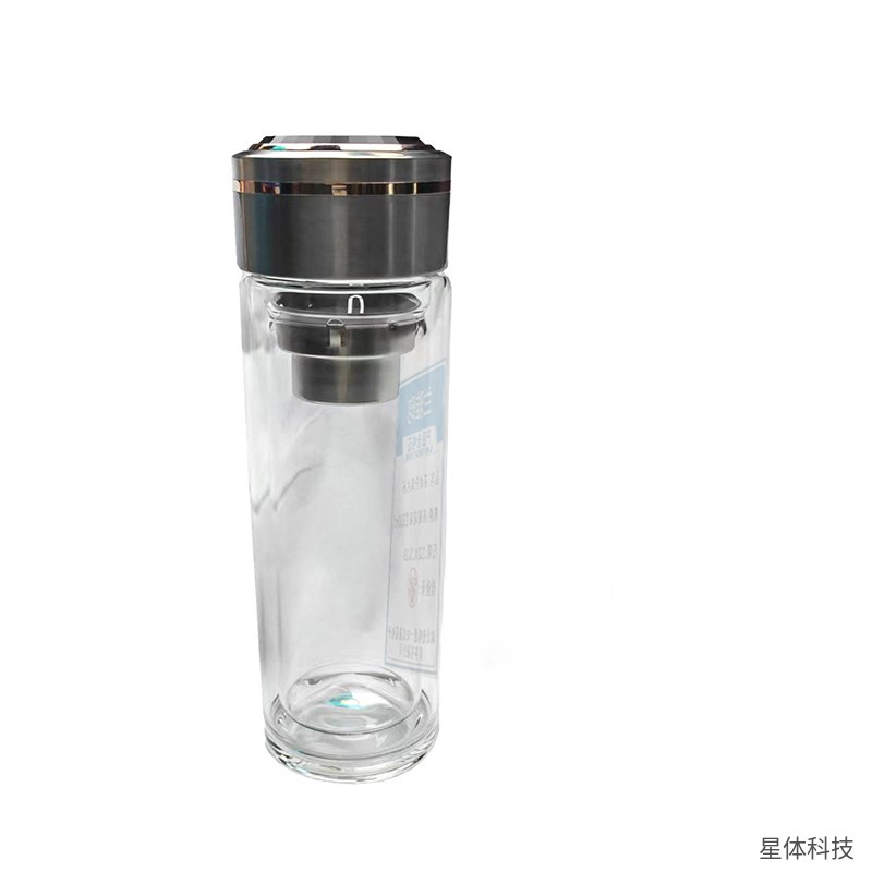 茶水分离杯 高硼硅玻璃 双层 300毫升 泡茶杯 带茶隔 办公室水杯 便携玻璃茶杯 透明图片2