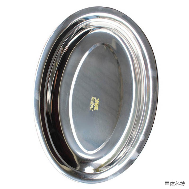 不锈钢椭圆鱼盘 30×20×2.5厘米 蛋形菜碟 盘子 刻花 食堂 酒店 家用 餐具 单只图片2