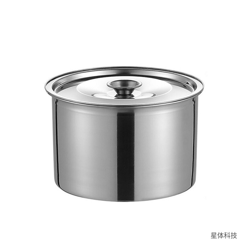 不锈钢调料盆 14厘米 味盅 带盖调味罐 厨房调料缸 食堂油盅 酱料储存盆 圆形 银色图片3
