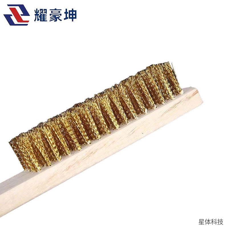 钢丝刷 木柄 除锈刷 清洁刷子 金属表面打磨 焊渣清理 缝隙去污 五金工具配件 手持刷 米色图片2