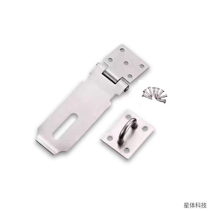 304不锈钢锁扣搭扣 4寸 105毫米 配螺丝 挂锁扣 门扣 柜门箱扣 抽屉锁鼻 门窗五金配件 银色图片2