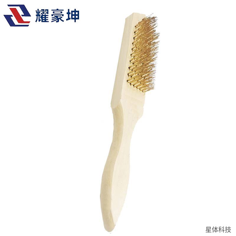 钢丝刷 木柄 除锈刷 清洁刷子 金属表面打磨 焊渣清理 缝隙去污 五金工具配件 手持刷 米色图片3