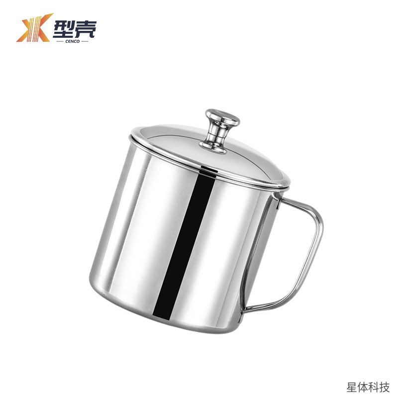 304不锈钢口杯 9厘米 带盖茶缸 单层水杯 茶缸款 口杯 办公会议杯 食堂饮水杯 银色图片2