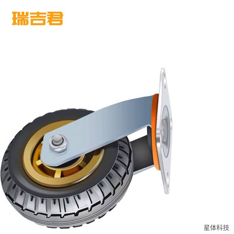 橡胶万向轮 4寸 活动脚轮 推车轮 平板车轮 设备脚轮 工业搬运轮 转向轮子 黑色图片4