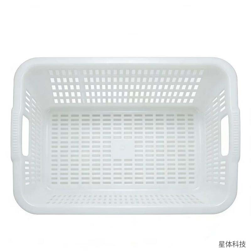 加厚塑料沥水篮 49.5×35.5×17厘米 洗菜篮 菜筐 镂空 厨房 食堂 后厨 果蔬清洗 长方形 白色图片2