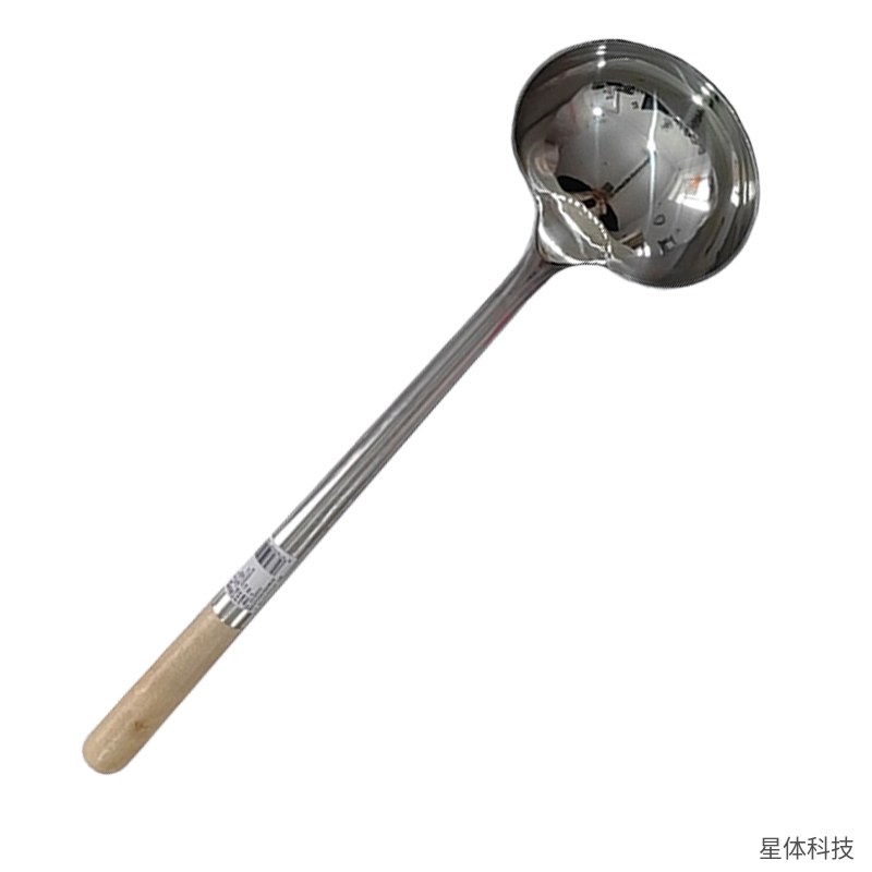 不锈钢炒勺 8两 木柄手勺 马勺 炒菜勺 厨师勺 餐厅后厨商用大勺 长柄汤勺 盛汤勺 银色图片4