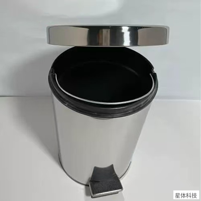 不锈钢脚踏垃圾桶 5升 带盖 圆形 内桶可取 卫生间厨房客厅纸篓 家用垃圾筒 银色图片3