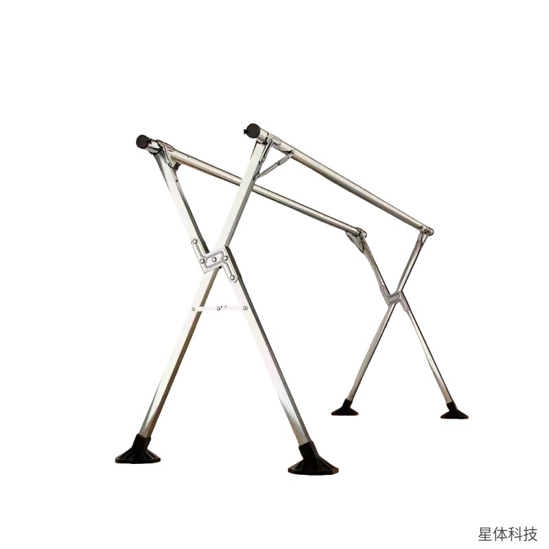 不锈钢折叠晾衣架 三杆2.4米 落地晾衣杆 X型晒衣架 阳台室外晾被架 晒被架 银色图片2