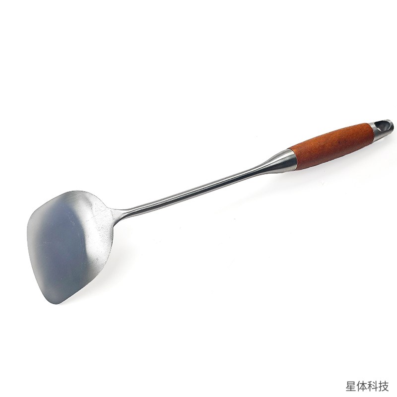 304不锈钢木柄锅铲 39×9.8厘米 炒菜铲 煎铲 中式炒锅铲子 厨房家用厨具 银色图片2