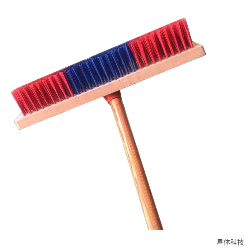 欧明净 长柄地板刷 刷头29厘米 塑料硬毛 地刷 刷地清洁刷 商用地面刷洗工具 厨房走廊用 红蓝色图片3
