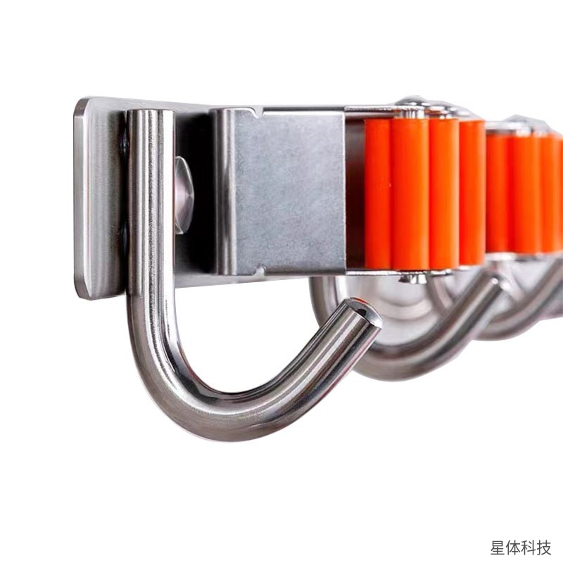 不锈钢拖把架 挂钩式 墙挂扫把夹 拖布卡扣 卫生间 阳台 免钉 收纳挂架 橙色卡位 银色图片2