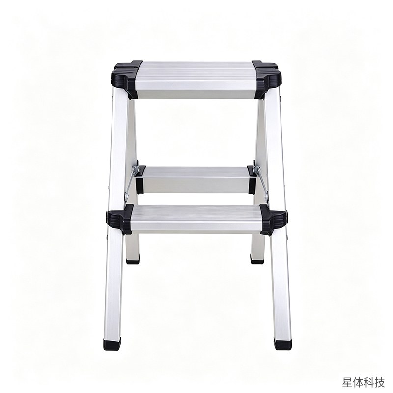 铝合金二步梯 36×40×50厘米 人字梯 家用梯 折叠登高梯 防滑踏板 仓库 办公室 轻便 银色图片3