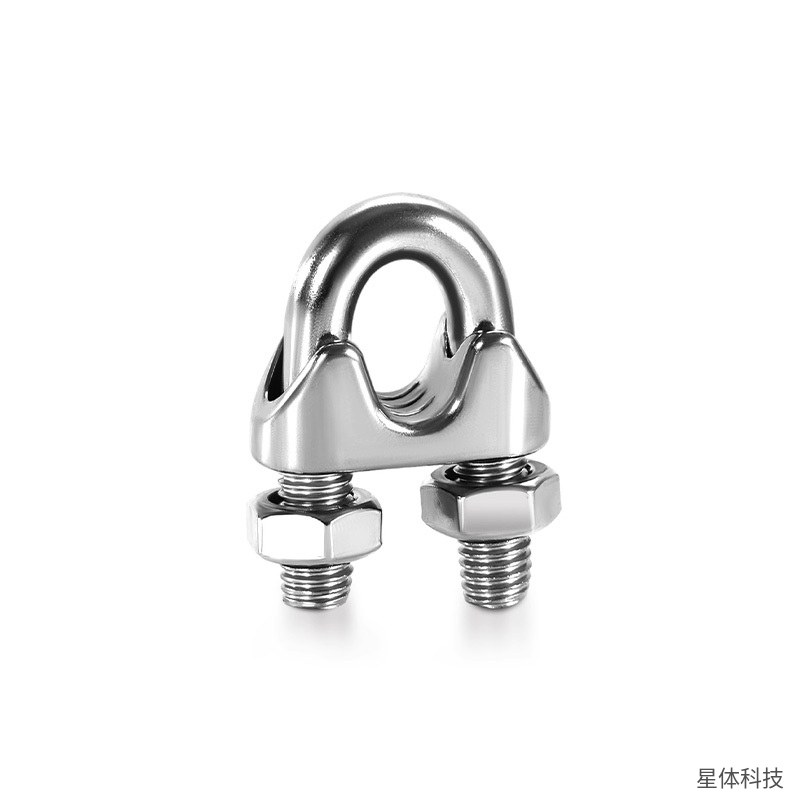 不锈钢钢丝绳卡头 钢丝绳夹头 U型绳卡 骑马夹 线卡 钢丝绳锁扣 绳夹 索具五金紧固件 银色图片4